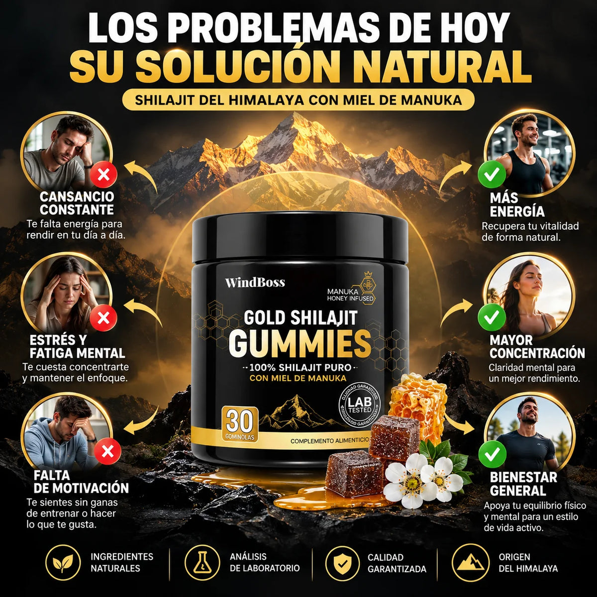 Gomitas de Shilajit Gold del Himalaya- Energía y Vitalidad