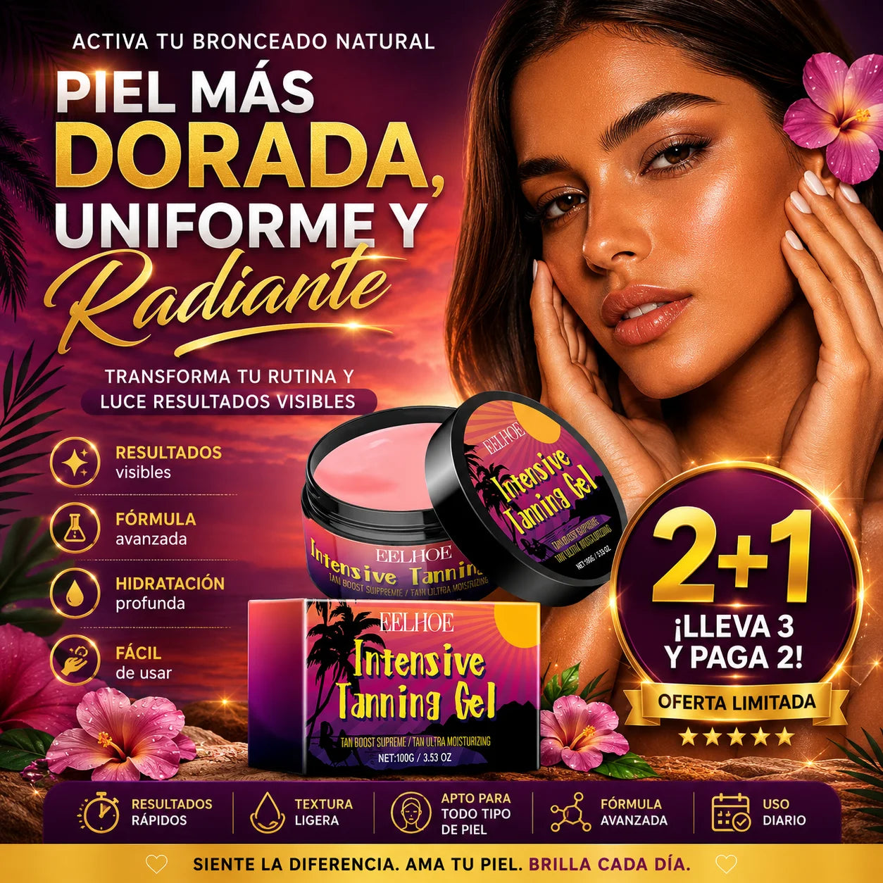 Gel Intensificador de Bronceado Ultra Hidratante | Piel Dorada, Uniforme y Radiante