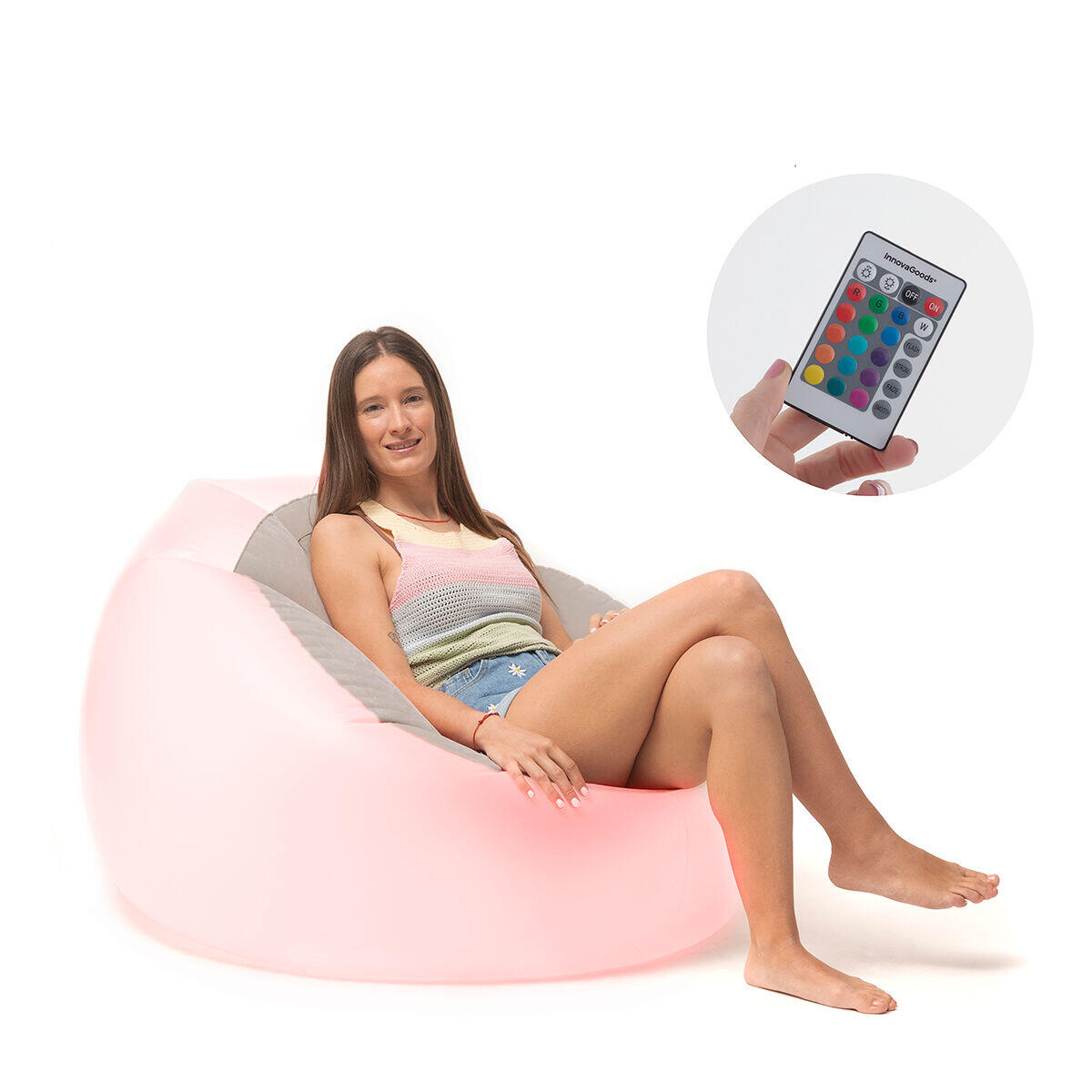 Sillón LED Hinchable LuxGlow™ — Diseño, Comodidad y Luz