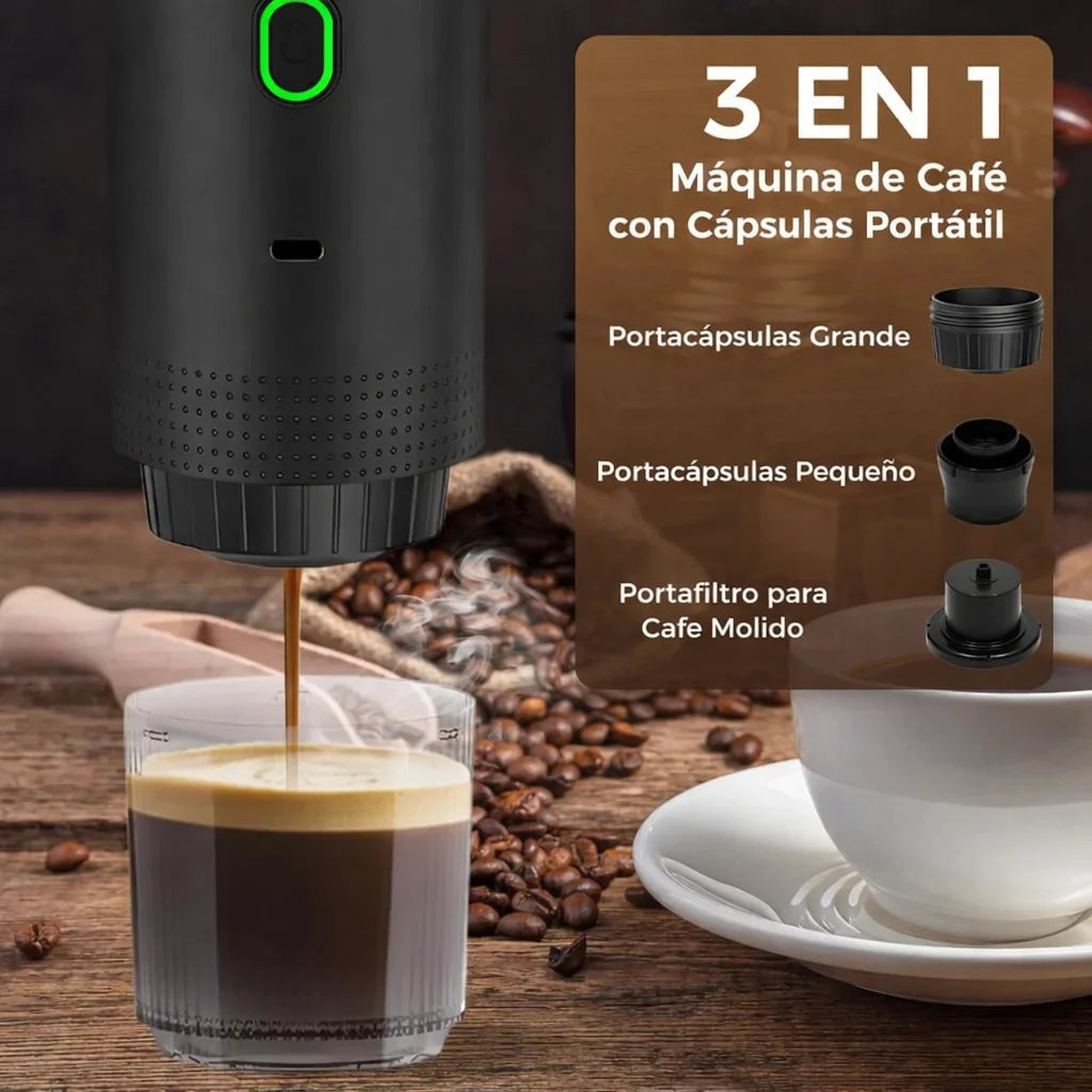 Cafeteira Portátil 3 em 1 – Espresso Perfeito Onde Estiveres