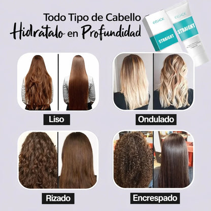 Anti-Frizz Pro 2X – Máscara Alisadora con Colágeno + Cepillo Alisador Cerámico Profesional (6 Temperaturas)