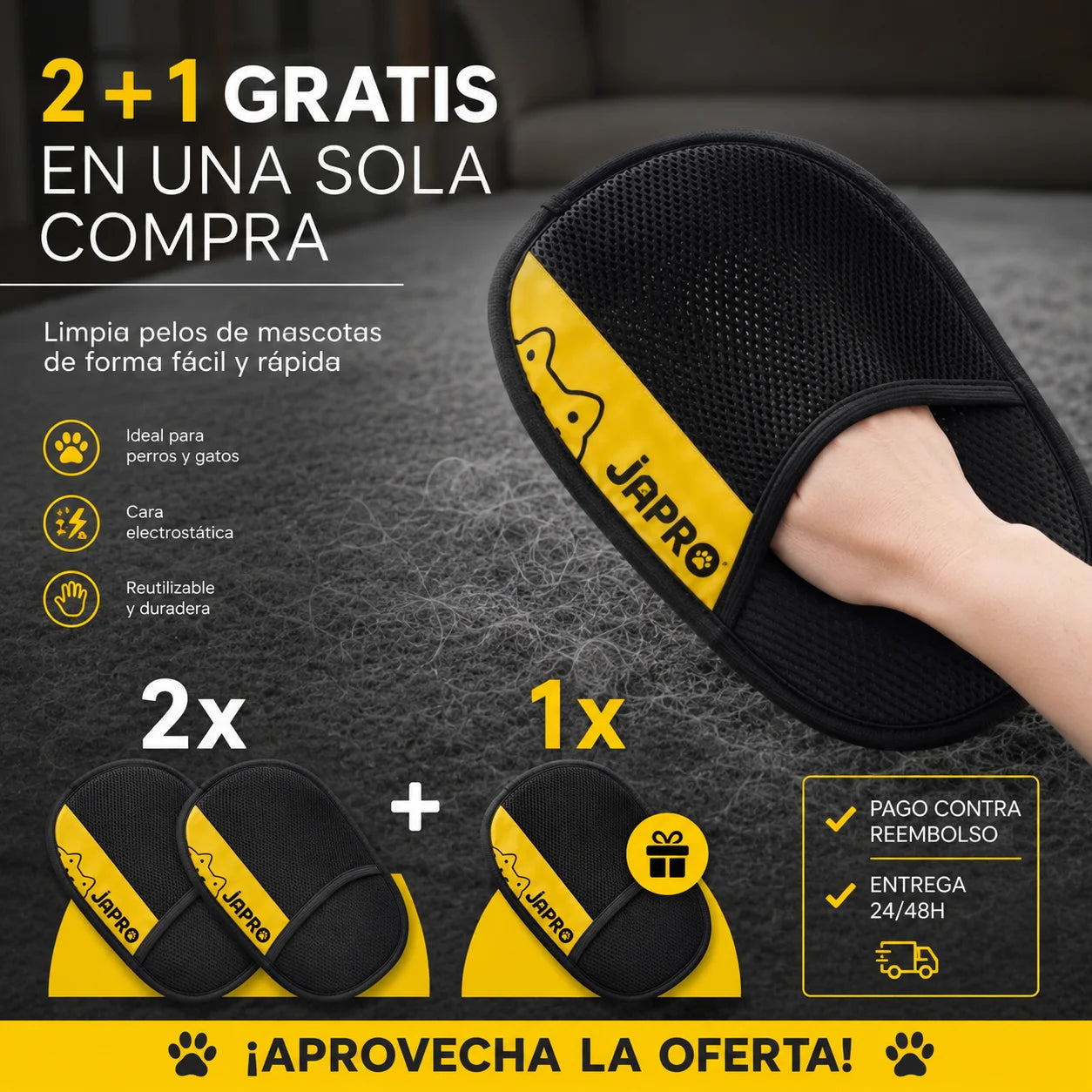 Guantes quita pelos 2+ 1 grátis