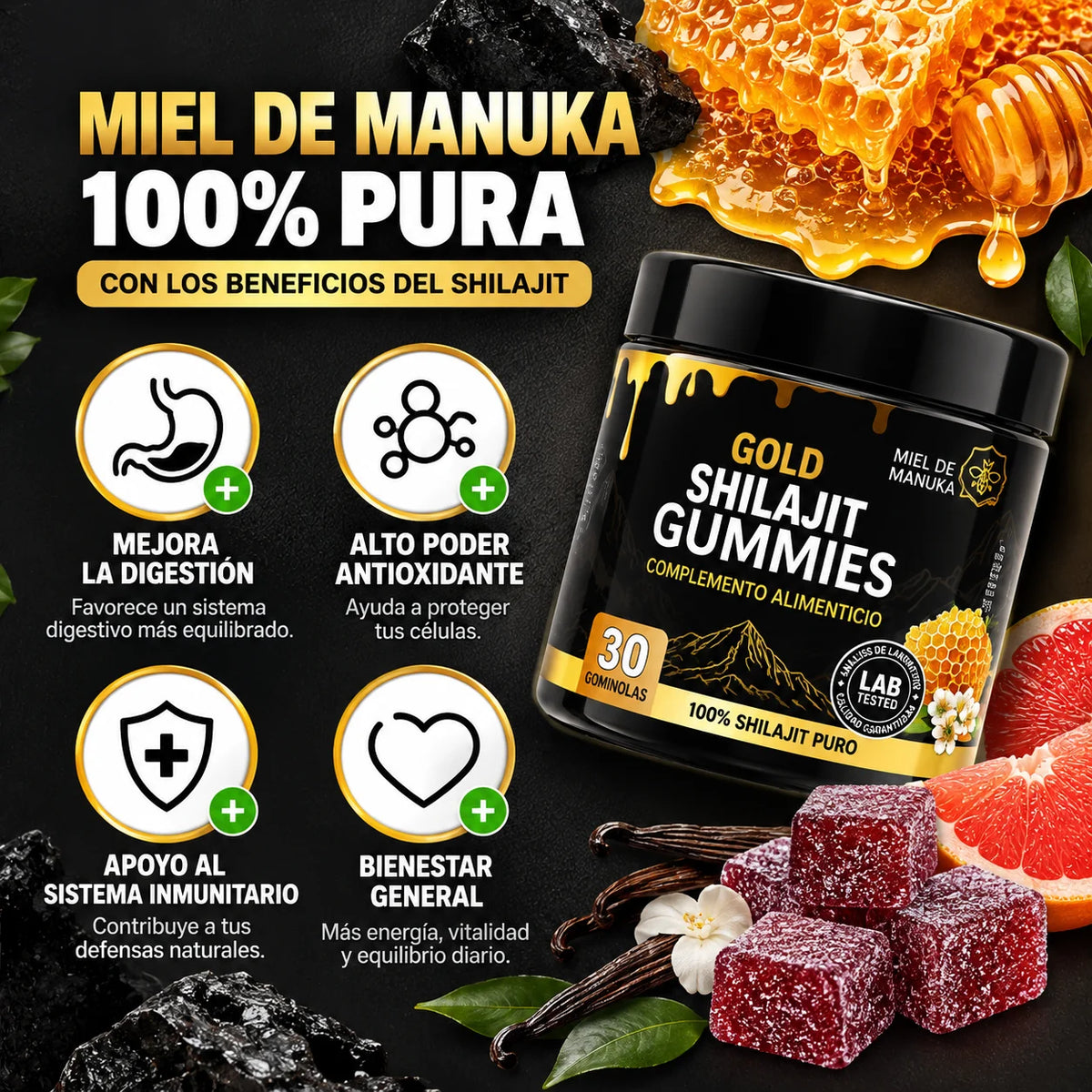Gomitas de Shilajit Gold del Himalaya- Energía y Vitalidad