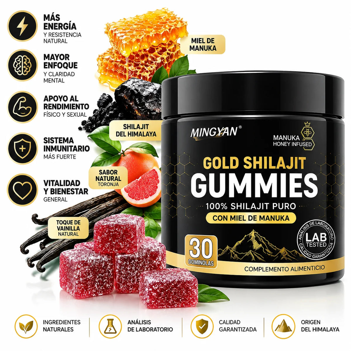 Gomitas de Shilajit Gold del Himalaya- Energía y Vitalidad