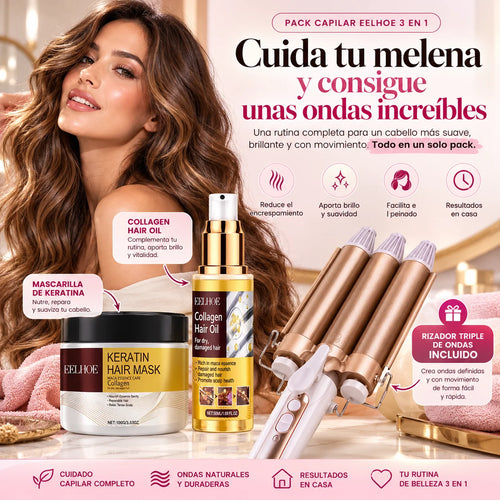 Pack Capilar EELHOE 3 en 1 | Rizador Triple de Regalo