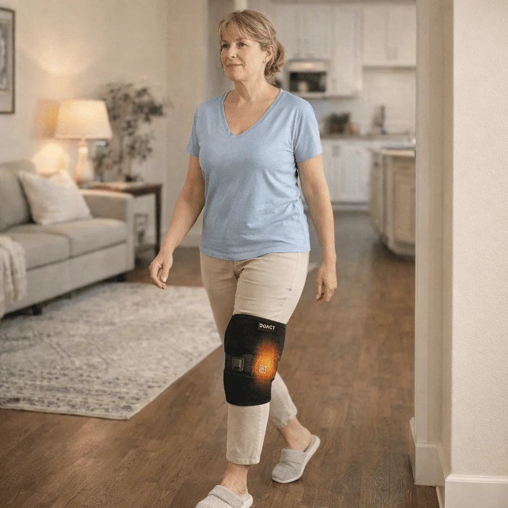 Joelheira terapêutica com terapia quente e fria para alívio da dor no joelho.