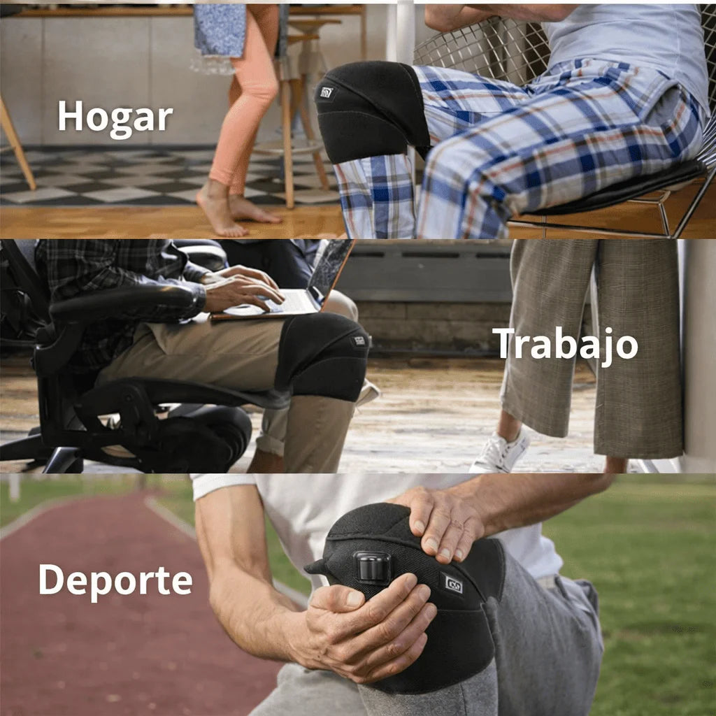 Joelheira terapêutica com terapia quente e fria para alívio da dor no joelho.