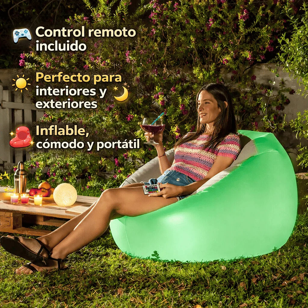 Poltrona LED Insuflável LuxGlow™ — Design, Conforto e Luz