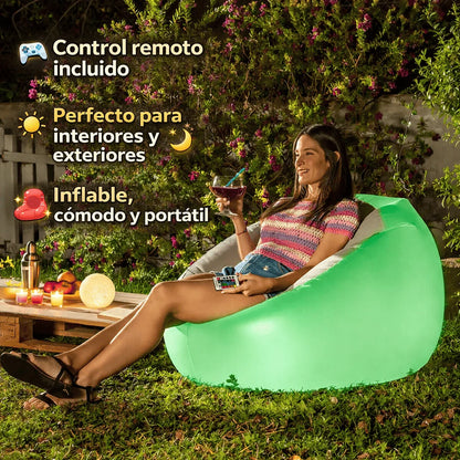Poltrona LED Insuflável LuxGlow™ — Design, Conforto e Luz