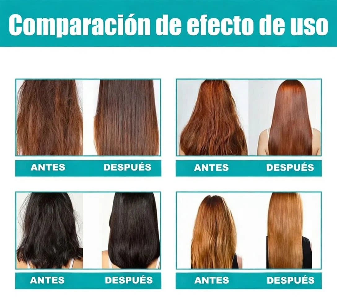 Anti-Frizz Pro 2X – Máscara Alisadora con Colágeno + Cepillo Alisador Cerámico Profesional (6 Temperaturas)