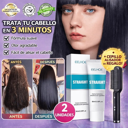 Anti-Frizz Pro 2X – Máscara Alisadora con Colágeno + Cepillo Alisador Cerámico Profesional (6 Temperaturas)