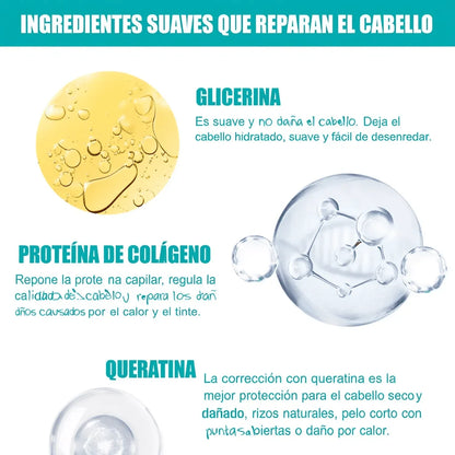 Anti-Frizz Pro 2X – Máscara Alisadora con Colágeno + Cepillo Alisador Cerámico Profesional (6 Temperaturas)