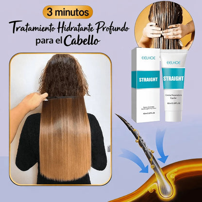 Anti-Frizz Pro 2X – Máscara Alisadora con Colágeno + Cepillo Alisador Cerámico Profesional (6 Temperaturas)