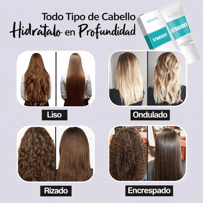 Anti-Frizz Pro 2X – Máscara Alisadora con Colágeno + Cepillo Alisador Cerámico Profesional (6 Temperaturas)