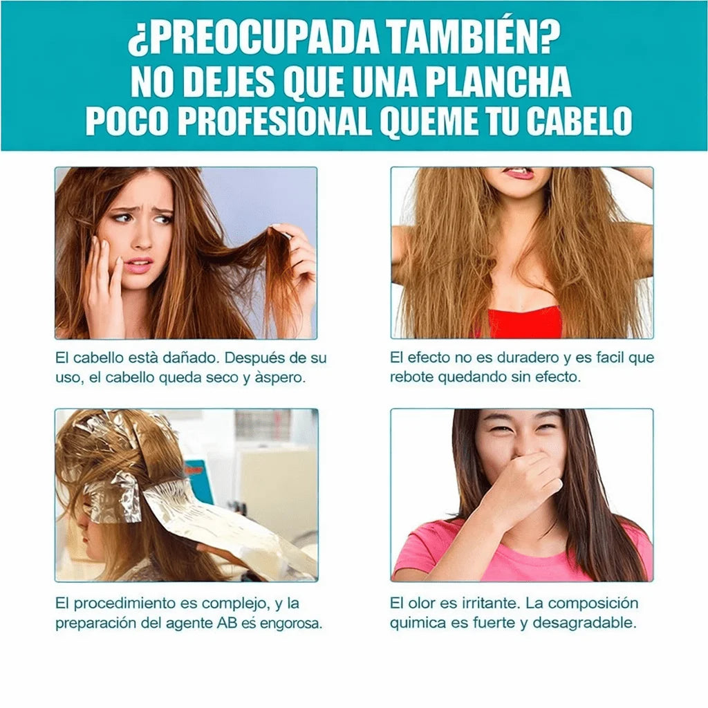 Anti-Frizz Pro 2X – Máscara Alisadora con Colágeno + Cepillo Alisador Cerámico Profesional (6 Temperaturas)