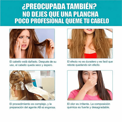 Anti-Frizz Pro 2X – Máscara Alisadora con Colágeno + Cepillo Alisador Cerámico Profesional (6 Temperaturas)