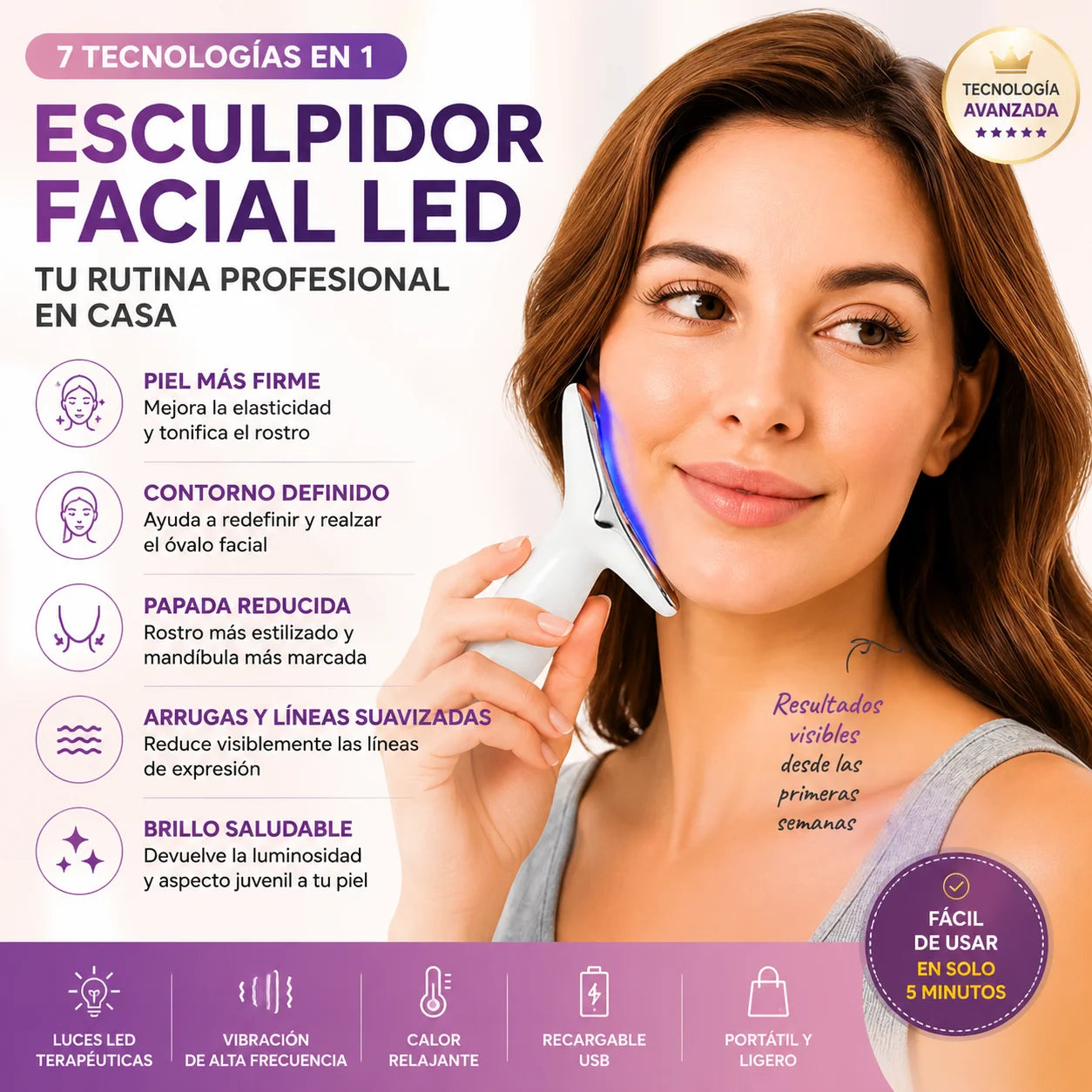 Esculpidor Facial LED 7 en 1