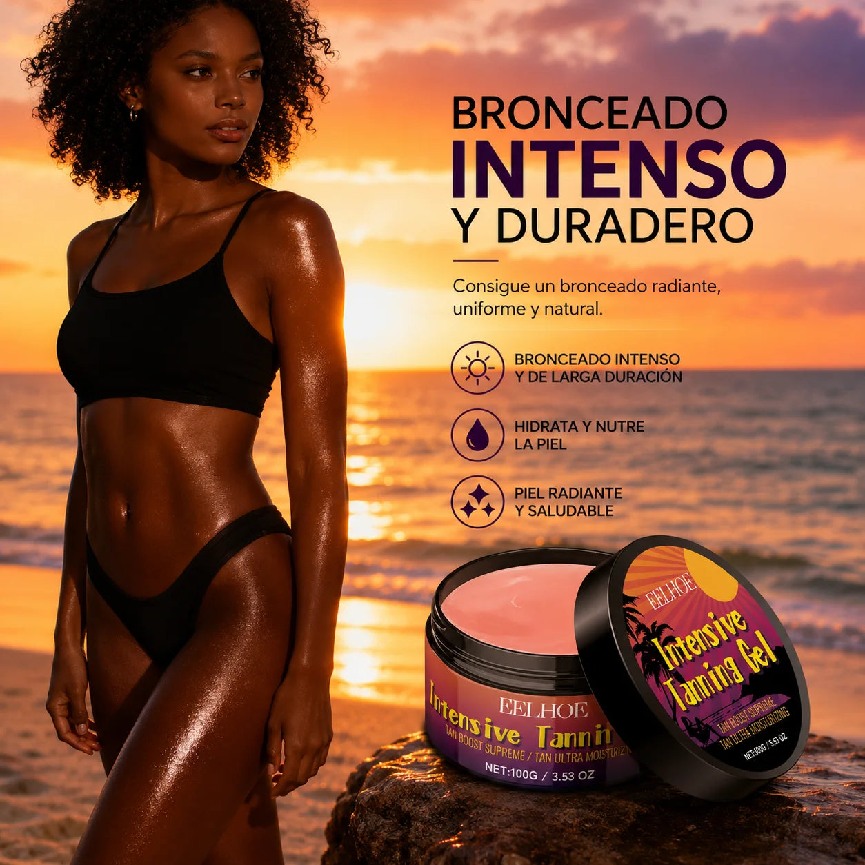 Gel Intensificador de Bronceado Ultra Hidratante | Piel Dorada, Uniforme y Radiante