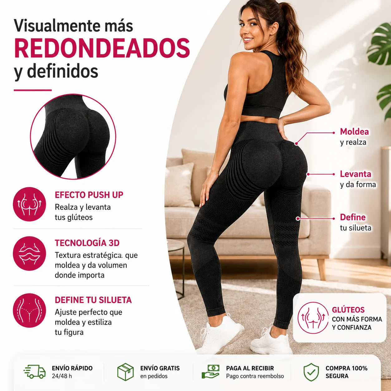 Leggings Sculpt 3D Push Up – Realza y Define tus Curvas
