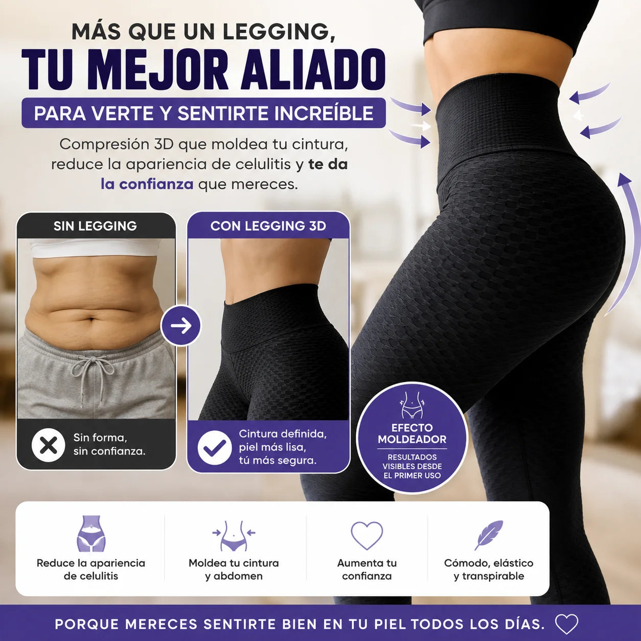 Leggings Sculpt 3D Push Up – Realza y Define tus Curvas