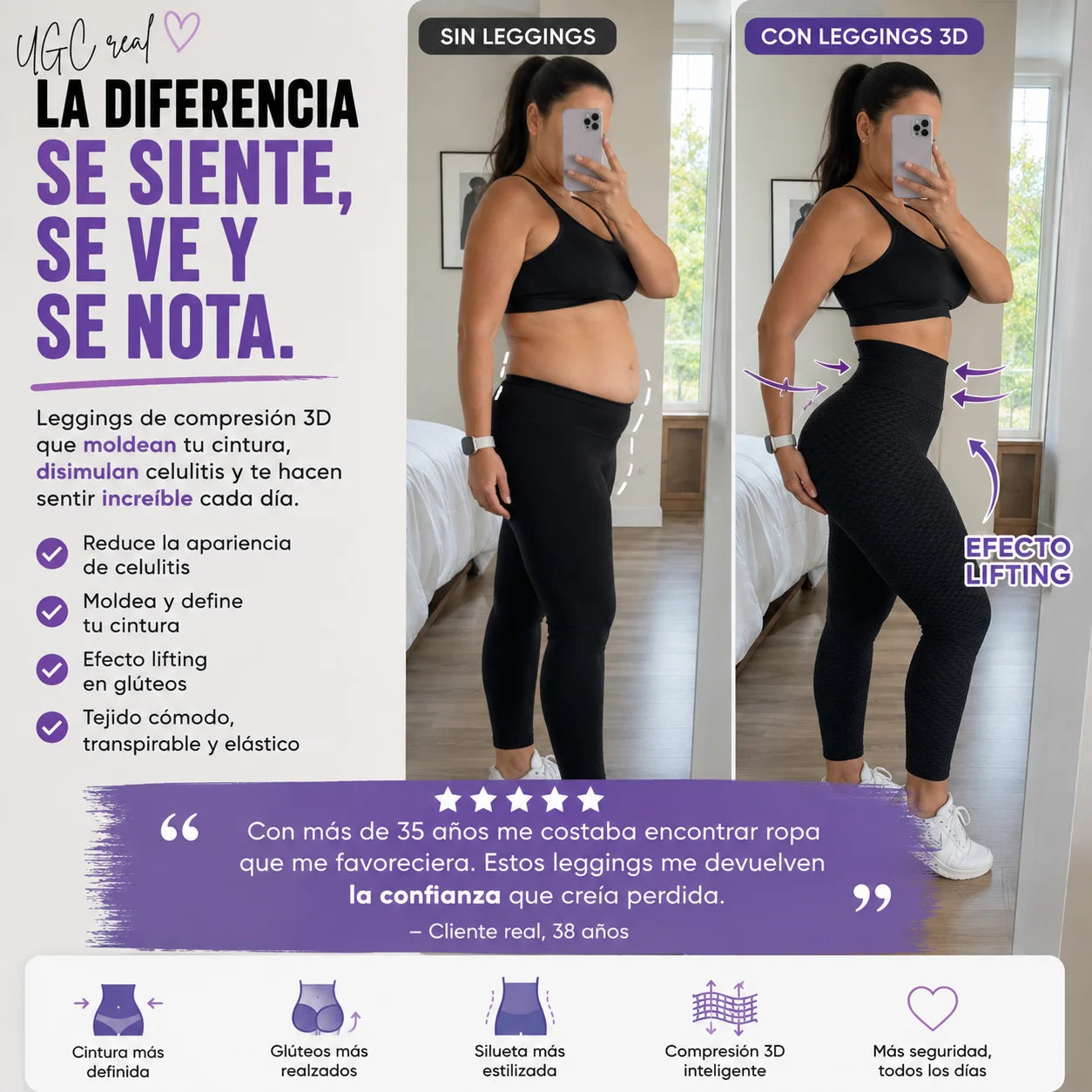 Leggings Sculpt 3D Push Up – Realza y Define tus Curvas