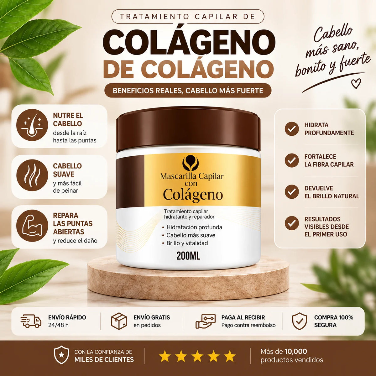 Mascarilla Capilar de Colágeno | Pack 3 X + Secador de Regalo