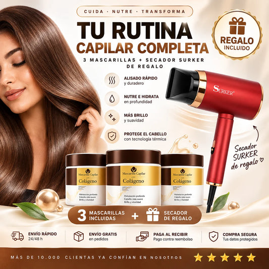 Mascarilla Capilar de Colágeno | Pack 3 X + Secador de Regalo
