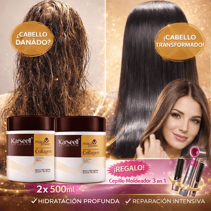 KARSEELL Máscara Capilar de Colagénio 500ml XXL – Tratamento de Reparação Profissional + Oferta 2 por 1