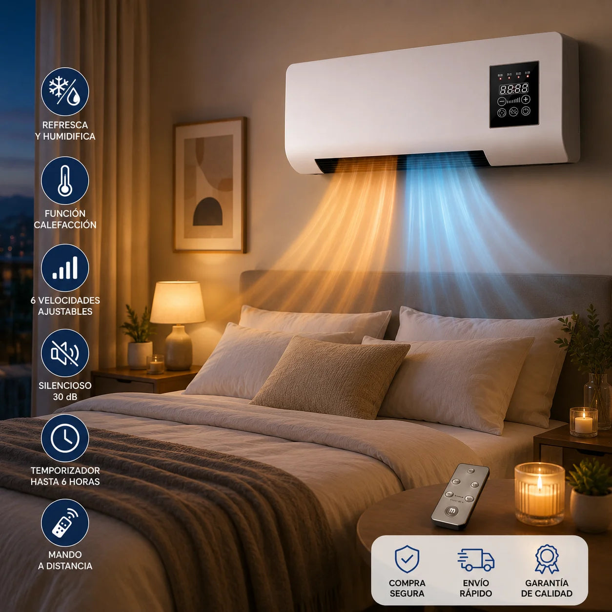 Mini Aire Acondicionado Portátil 2 en 1 | Refresca, Humidifica y Calienta