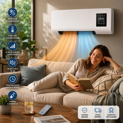 Mini Aire Acondicionado Portátil 2 en 1 | Refresca, Humidifica y Calienta