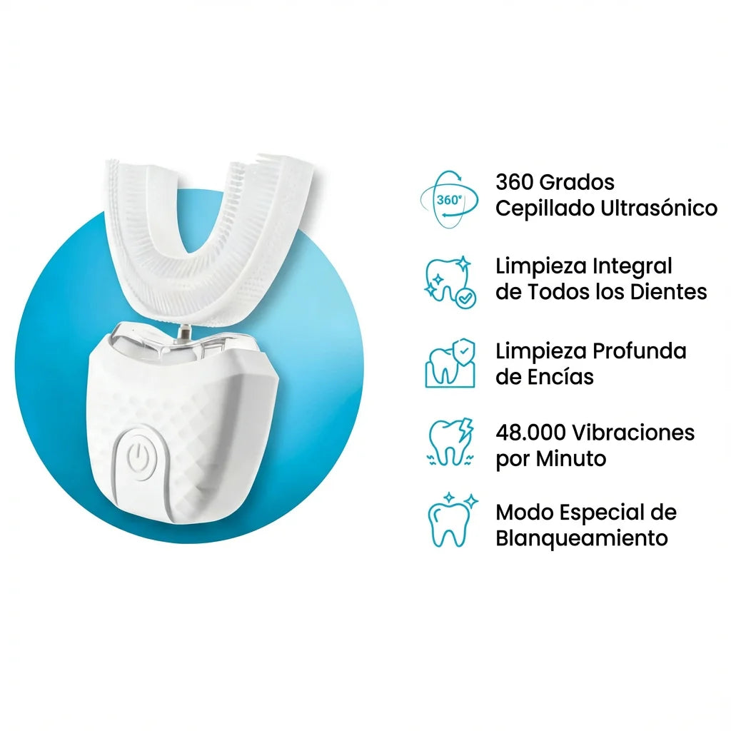 Escova de dentes automática ORALUX™ – Branqueamento visível e limpeza a 360° em 30 segundos