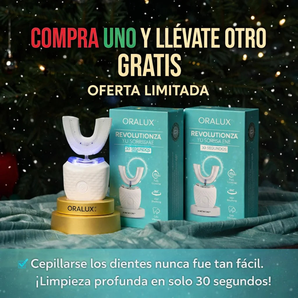 Escova de dentes automática ORALUX™ – Branqueamento visível e limpeza a 360° em 30 segundos