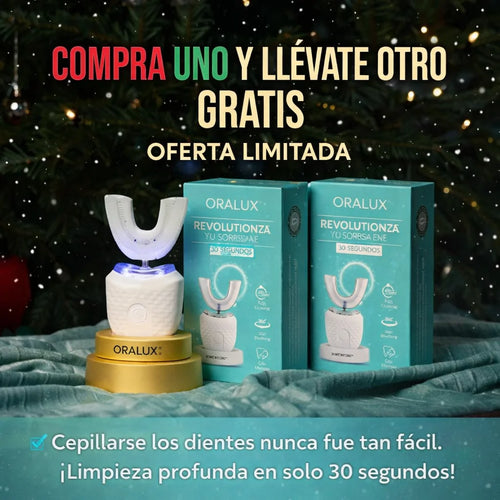 Escova de dentes automática ORALUX™ – Branqueamento visível e limpeza a 360° em 30 segundos