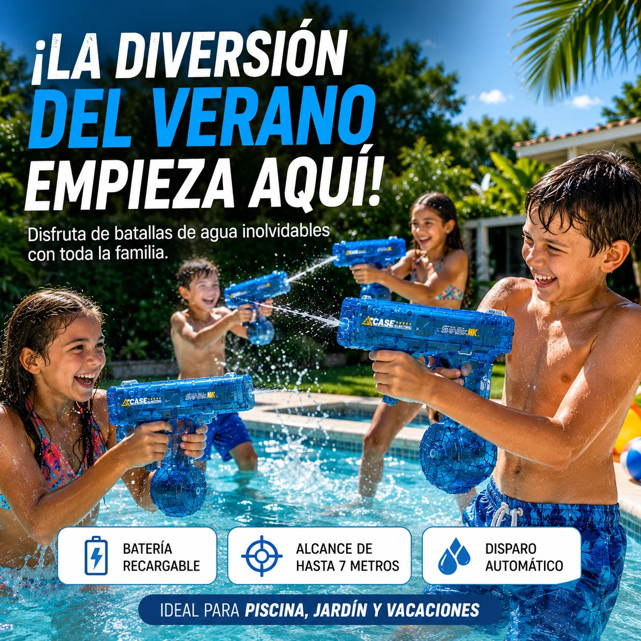 Pistola de Água Elétrica Recarregável