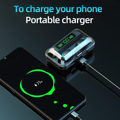 Fones de ouvido sem fio F9 LED