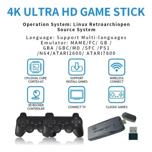Game Stick 4K Retro — Más de 20.000 juegos clásicos en tu televisor