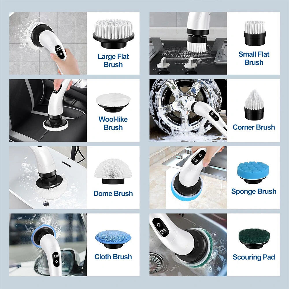 CEPILLO ELÉCTRICO DE LIMPIEZA INALÁMBRICO 9 EN 1