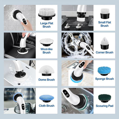 CEPILLO ELÉCTRICO DE LIMPIEZA INALÁMBRICO 9 EN 1