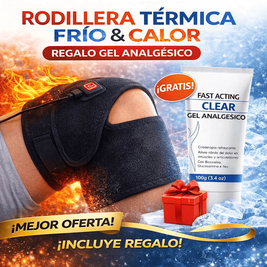 Joelheira terapêutica com terapia quente e fria para alívio da dor no joelho.