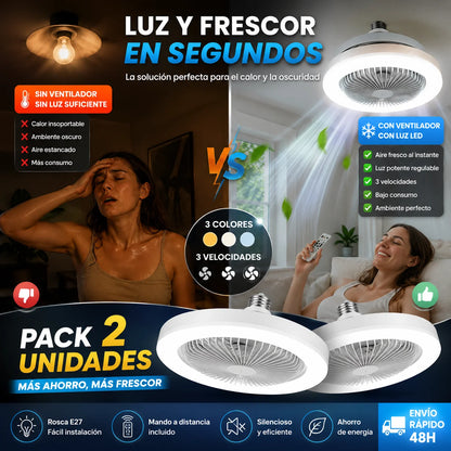 Lámpara LED con Ventilador Silencioso | Luz Moderna y Ambiente Fresco