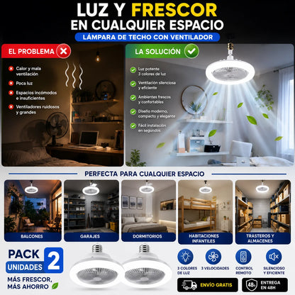 Lámpara LED con Ventilador Silencioso | Luz Moderna y Ambiente Fresco