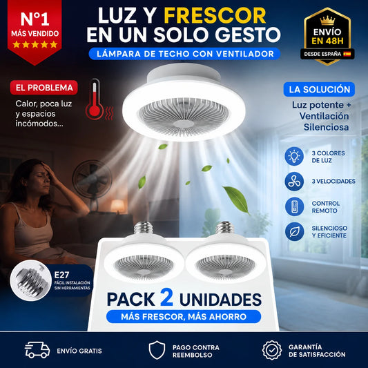 Lámpara LED con Ventilador Silencioso | Luz Moderna y Ambiente Fresco