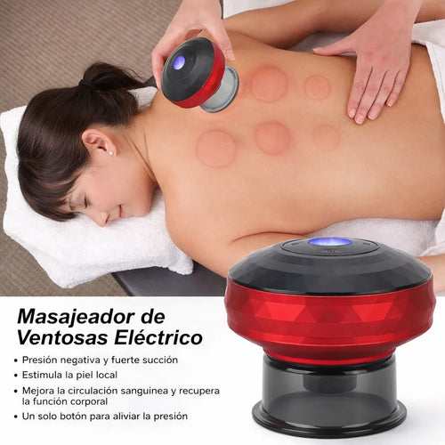 Ventosa Elétrica de Massagem com Calor e Sucção para Relaxamento Muscular